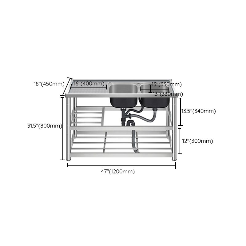 Modern Workstation Ledge Stainless Steel with Accessories and Faucet Workstation