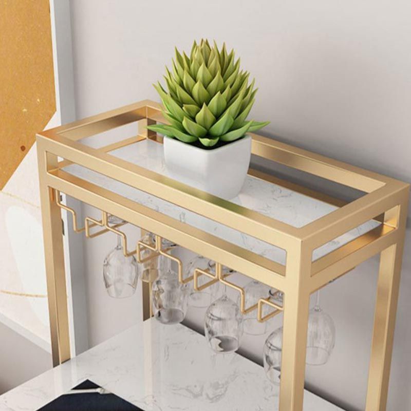 42-inch Height Bar Table Artificial Marble Glam Style Bistro Table with Storage Shelf