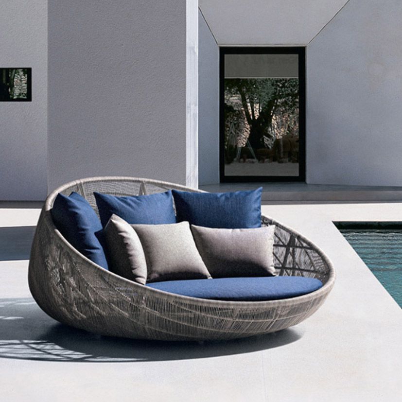 Contemporary Rattan Accent Patio Loveseat Metal Frame Outdoor Sofa with Cushion & Pillows