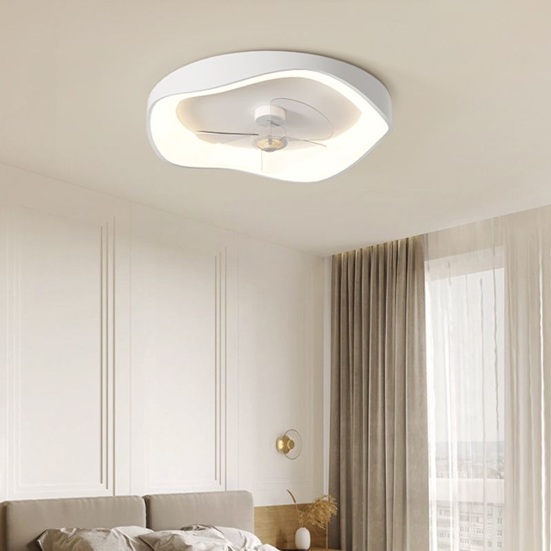 Geometric Shape Metal Ceiling Fans Modern Style 1 Light Flush Ceiling Fan in White