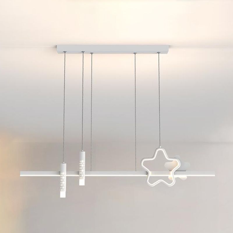 4-Light Modern White/Black Kitchen Island Lighting LED Ceiling Light for Bedroom