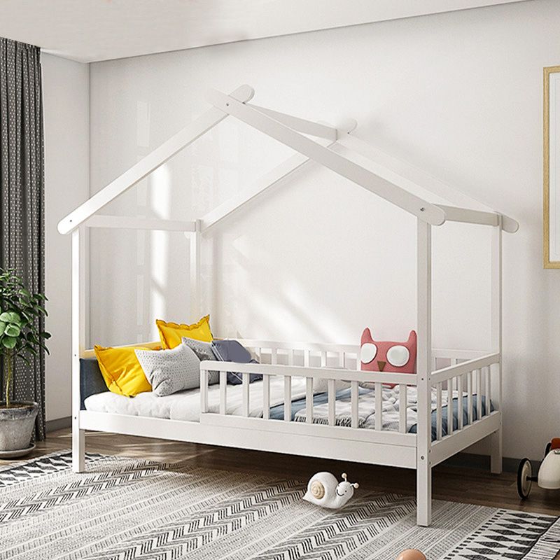 Solid Wood Nursery Crib with Casters Scandinavian Baby Crib with Guardrail