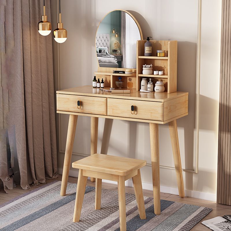 Modernist Solid Wood Make-up Vanity Home Vanity Desk with Mirror for Bedroom