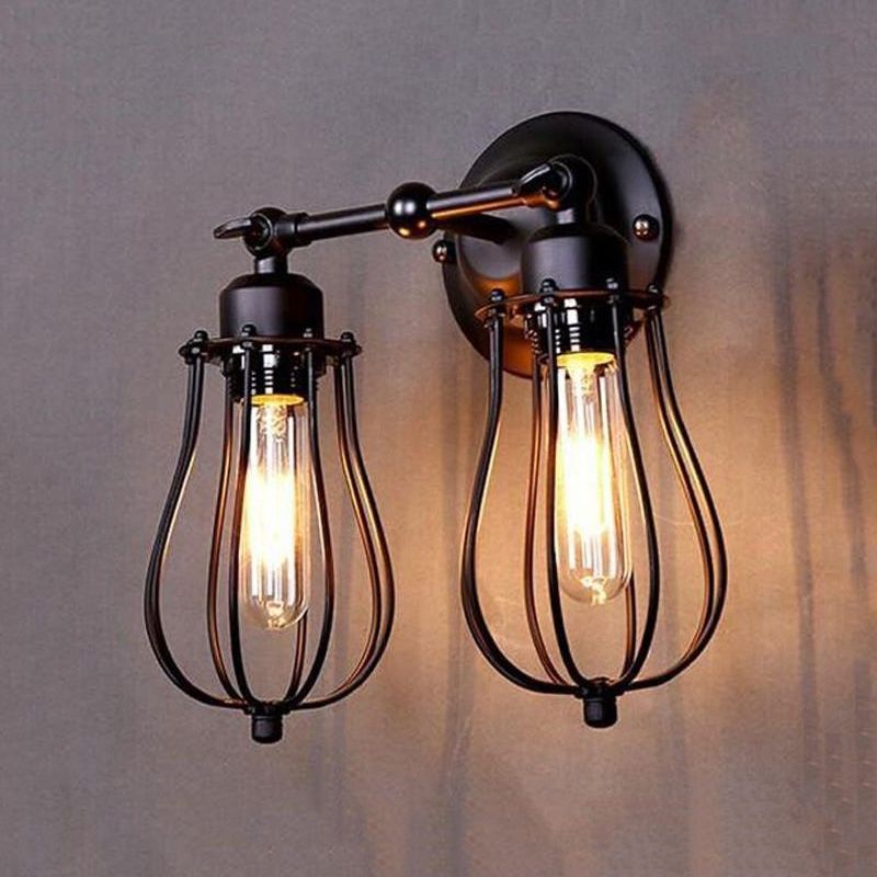 Unique Shape Sconce Light Fixture Industrial Sconce Lamp in Black Finish