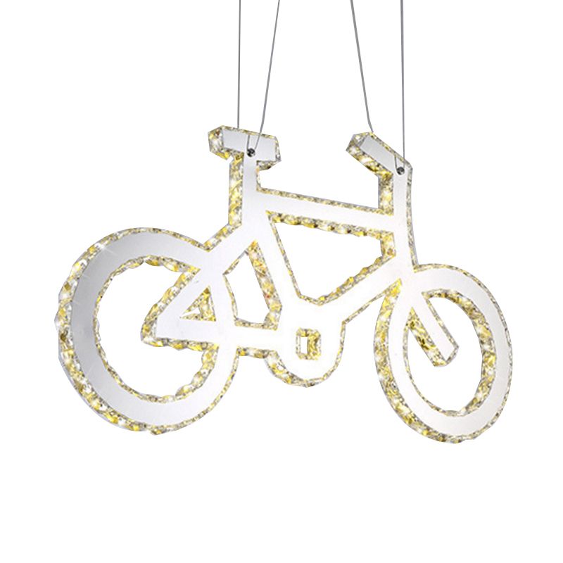 LED Inserted Crystal Chandelier Light Fashion Chrome Bicycle Living Room Pendulum Light