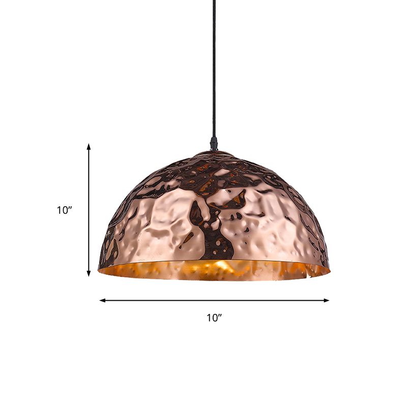 1 lumière plafond suspendue avec bol boulonnerie en métal d'éclairage pendentif en or rose, 10 "/ 16" de largeur