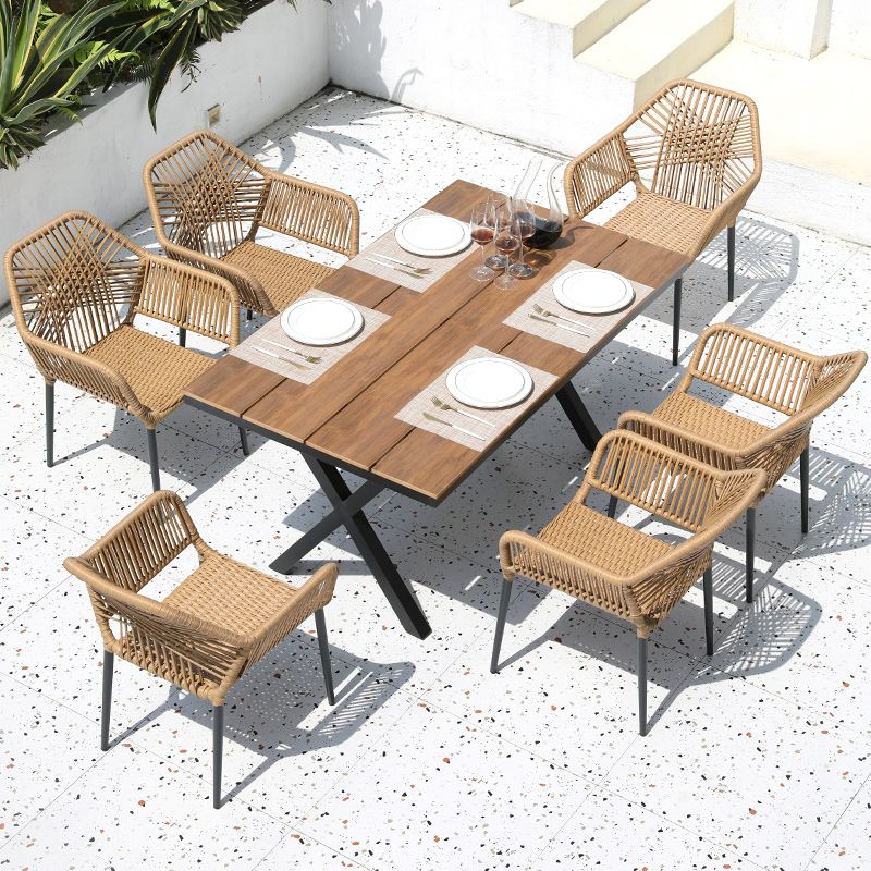 Contemporary Aluminum Frame Coffee Table Outdoor Dining Table