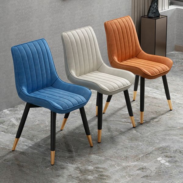 Metal Contemporary Side Chair PU Leather Solid Back Chair Indoor Dining Chairs