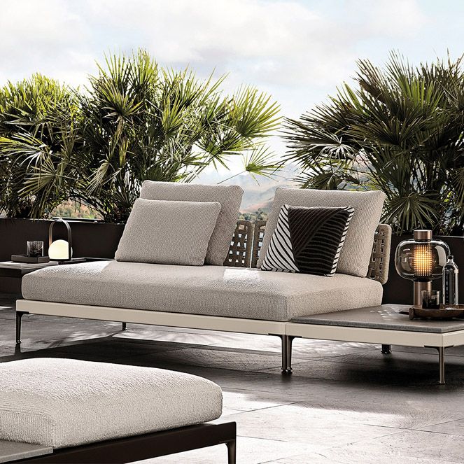 Modern Outdoor Patio Sofa Water Resistant Wicker Patio Sofa with Cushions