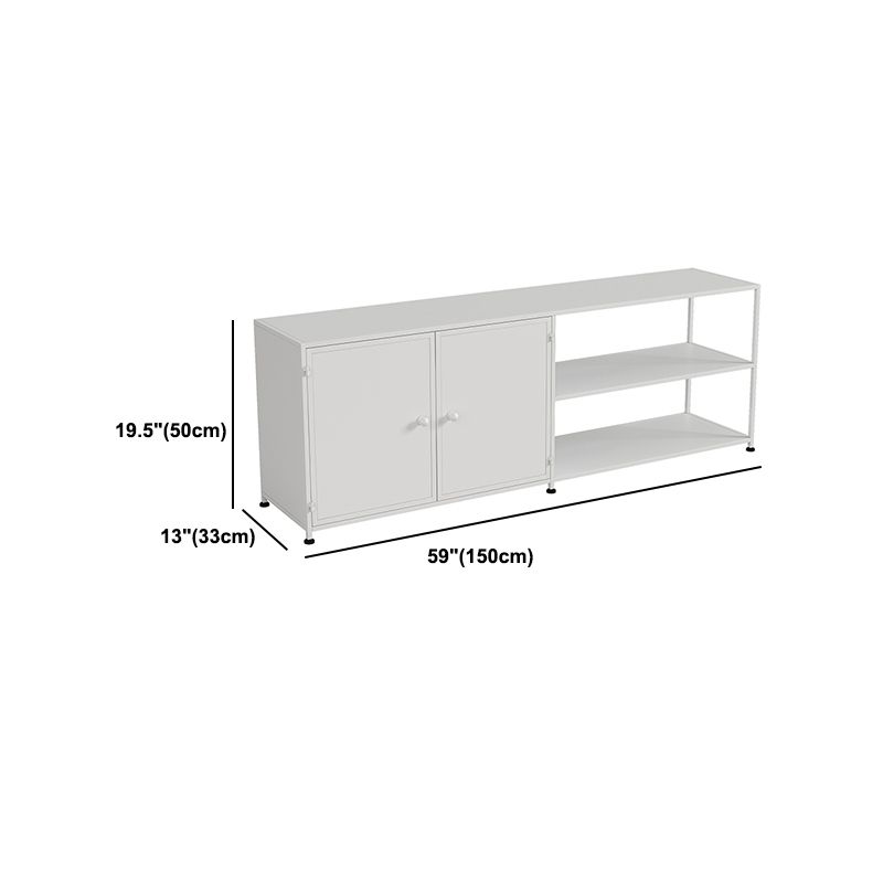 Industrial Style Metal TV Stand Open Storage TV Console with Shelves