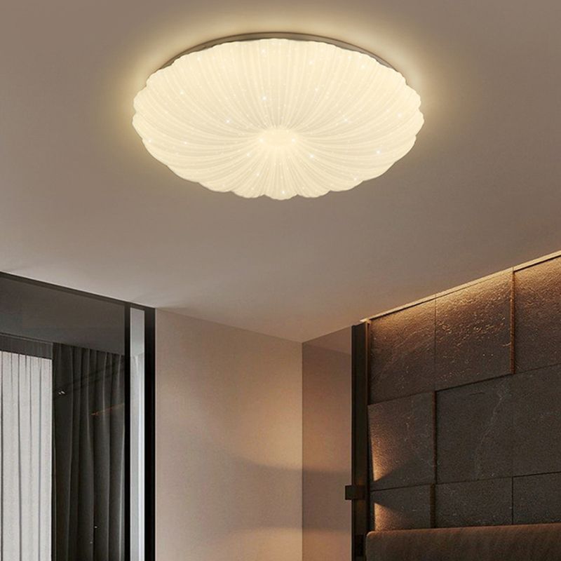 Contemporary 1 - Light Flush Mount Light in White Iron and Acrylic LED Ceiling Flush