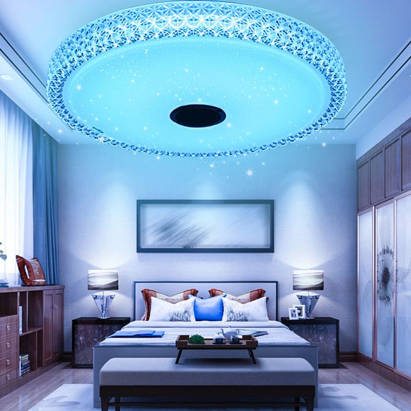 Acrylic Round Ceiling Mount Light Fixture Modern Bluetooth LED White Ceiling Light