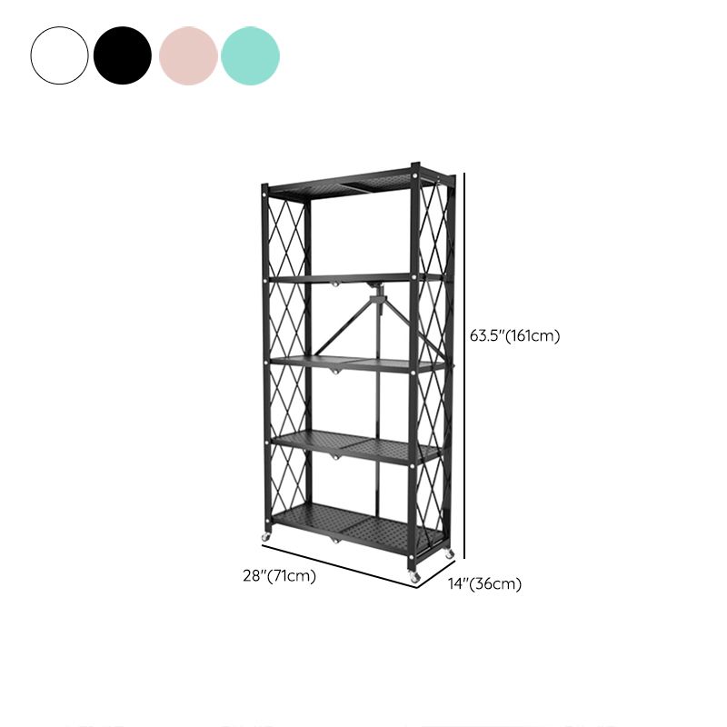 Contemporary Etagere Bookcase  Black Shelf Steel Freestanding Open Back Shelf