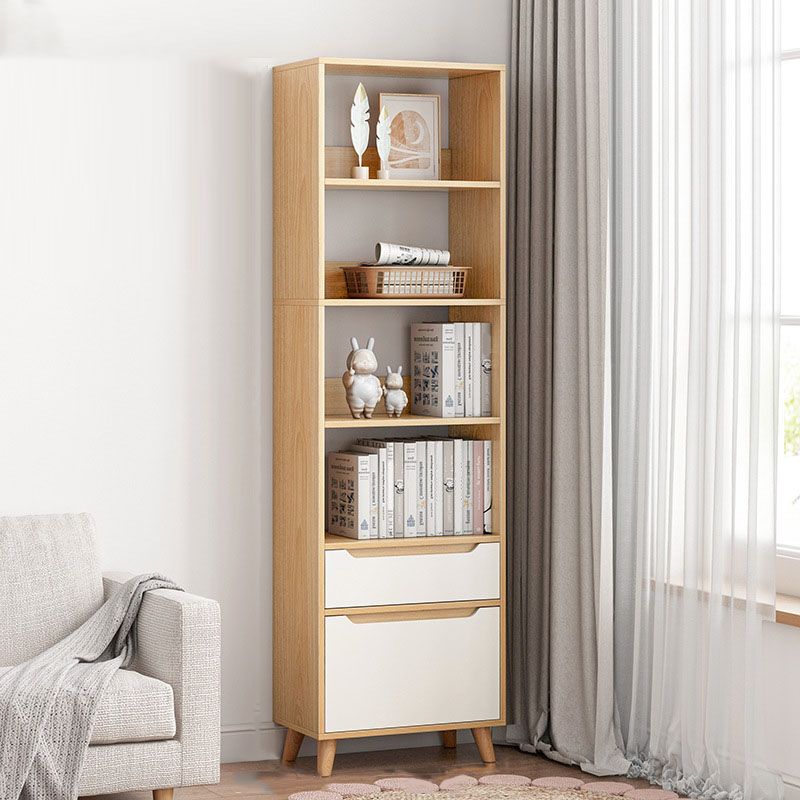 Contemporary Floor Engineered Wood Bookcase Open Shelf for Home