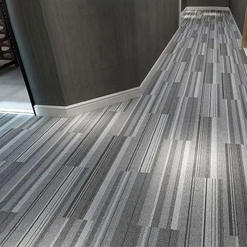 Modern Level Loop Carpet Tiles Stripe Print Interlocking Carpet Floor Tile