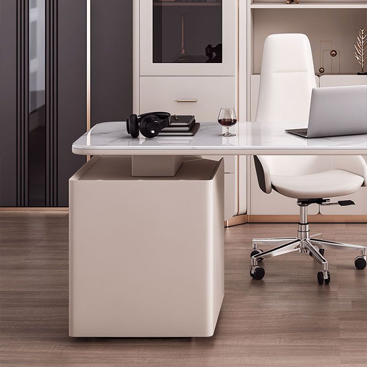 3 Drawers Task Desk Rectangular Shaped Office Desk in White for Office