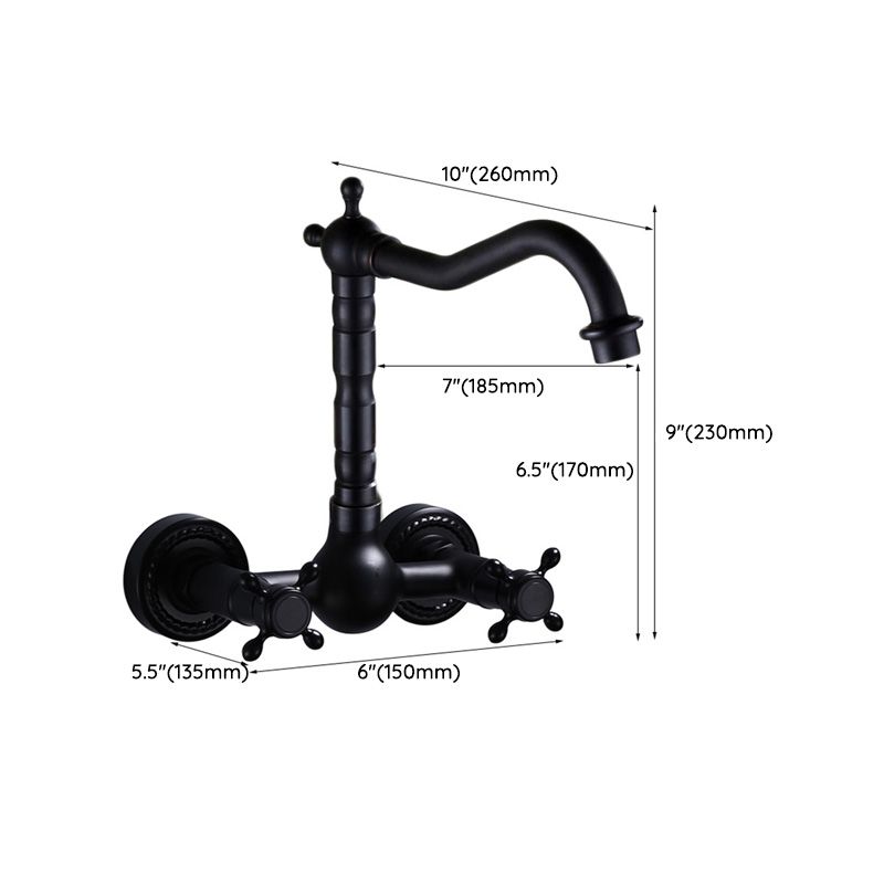 Black Wall Mounted Bathroom Faucet American Classic Widespread Sink Faucet