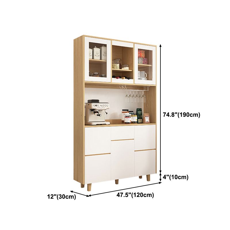 Dining Server Manufactured Wood and Solid Wood Kitchen Server with Doors