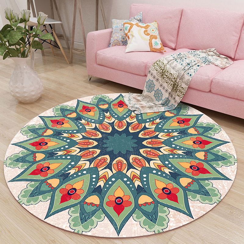 Chic Beige Americana Pattern Rug Polyester Bohemian Area Carpet Non-Slip Rug for Home Decor