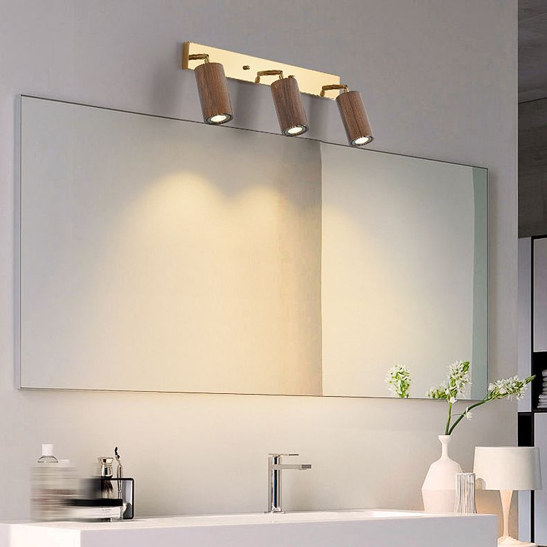 Modern Style Cylinder Vanity Lighting Fixtures Wood Multi Lights Vanity Wall Sconce