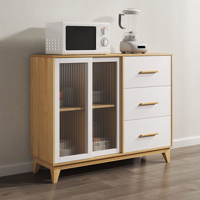 Modern Style Sideboard Engineered Wood Sideboard with Glass Door