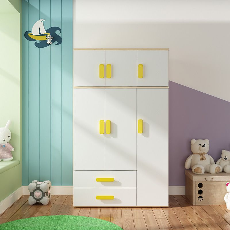 Yellow Modern Kids Closet 2-Drawer Wooden Glossy Kid's Wardrobe