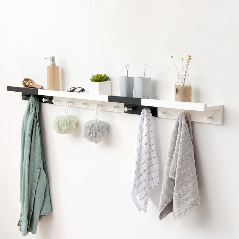 Wood Entryway Kit Hooks and Shelf Modern Wall-Mounted Hall Stand