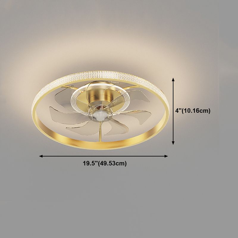 Circular Bedroom Ceiling Fan Light Modern Metal LED Flush Mount Ceiling Lamp