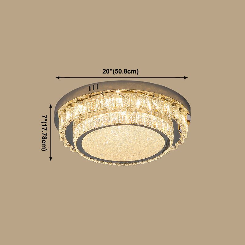 Modern Simple Style Ceiling Lamp Stainless Steel Crystal LED Flush Mount for Living Room