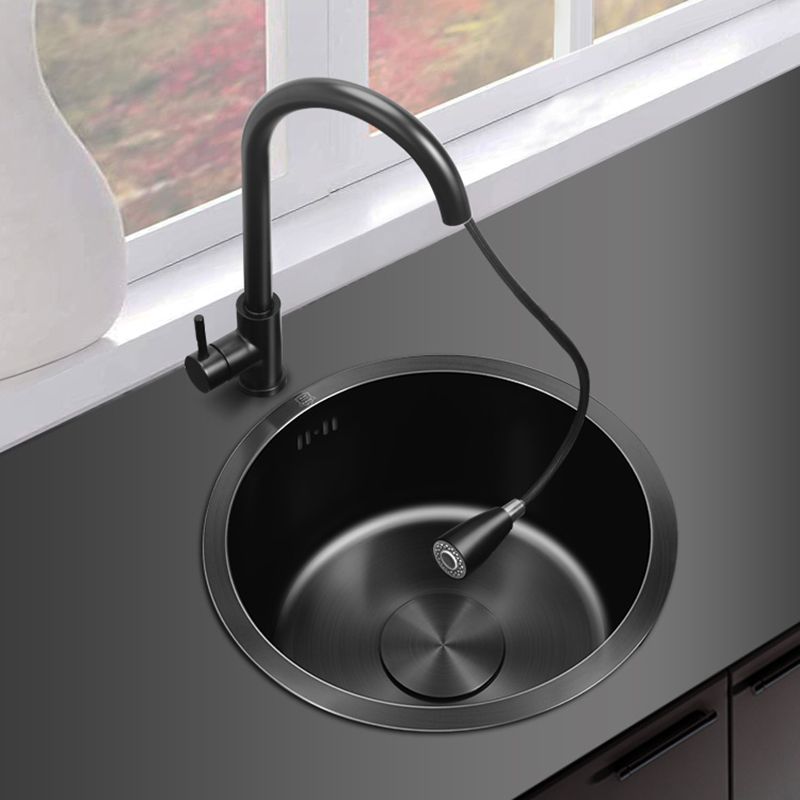 Classic Round Sink Stainless Steel Drop-In Friction Resistant Round Sink for Kitchen