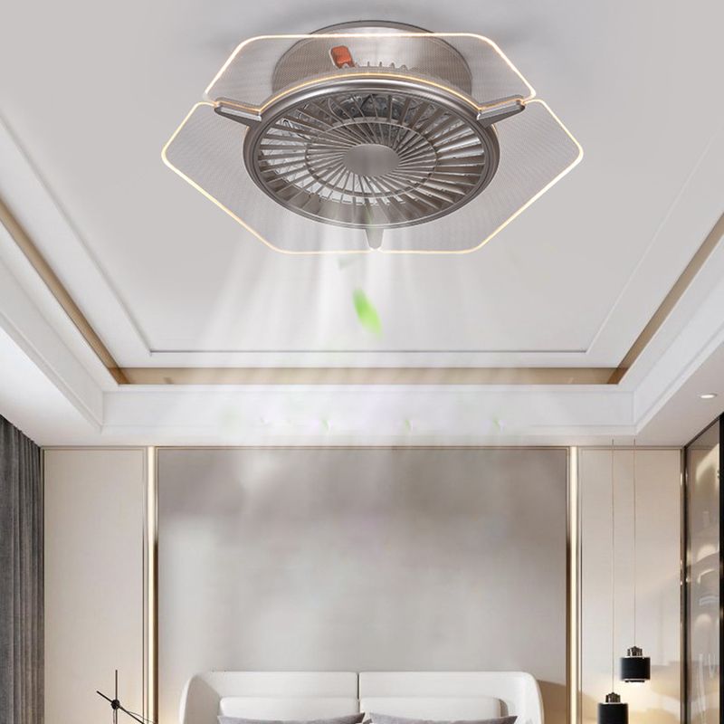 7-Blade Modern Ceiling Fan Metallic Golden/Sliver Fan with Light for Home