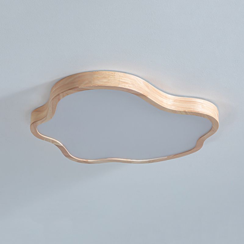 Modern Style Cloud Shape Flush Mount 1 Light Wood Ceiling Light for Bedroom