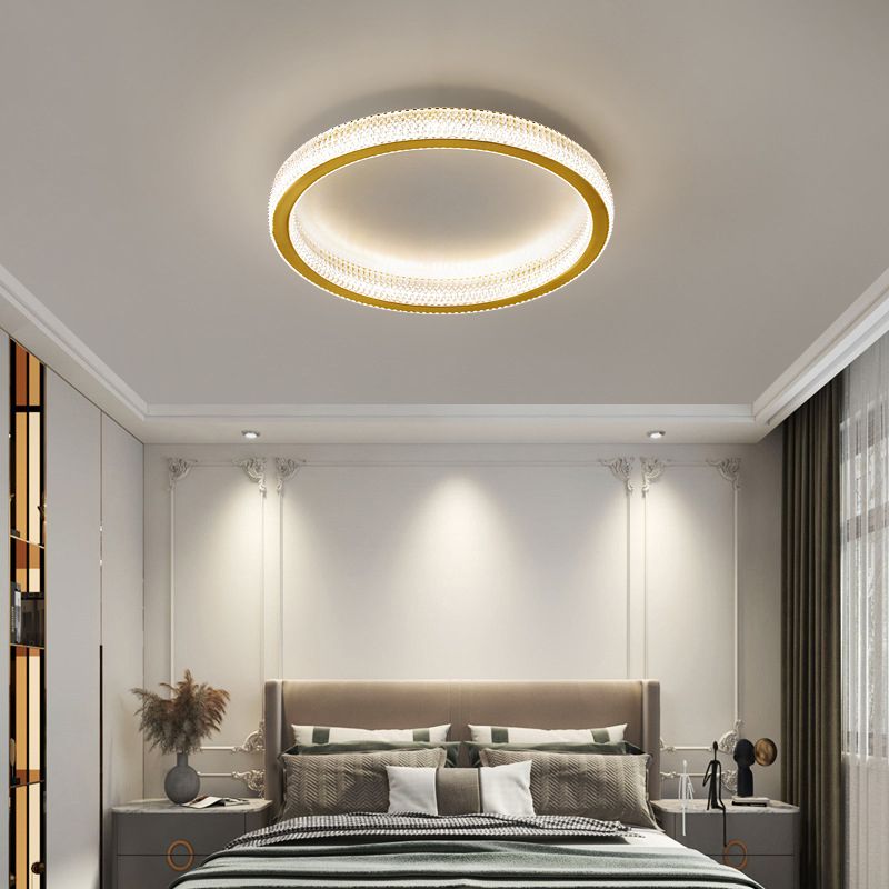 Golden Single Flush Mount Lighting Circle LED Ceiling Light for Living Room