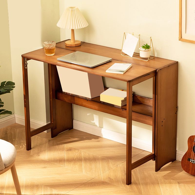 Computer Desk with Storage Shelves Bamboo Foldable Home Writing Desk