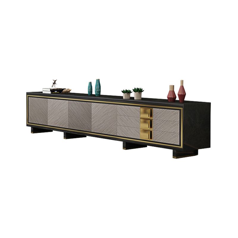 Glam Style Stone TV Stand Enclosed Storage TV Cabinet with 3 Drawers