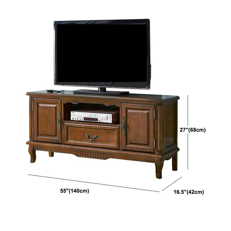 Wooden TV Cabinet Traditional Style Home Open TV Stand Console