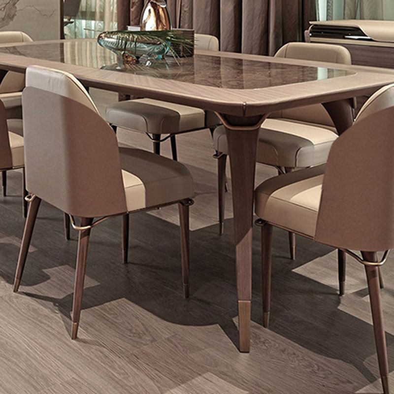 Glam Style Wood Dining Armless Chairs Faux Leather Dining Chairs for Restaurant Use