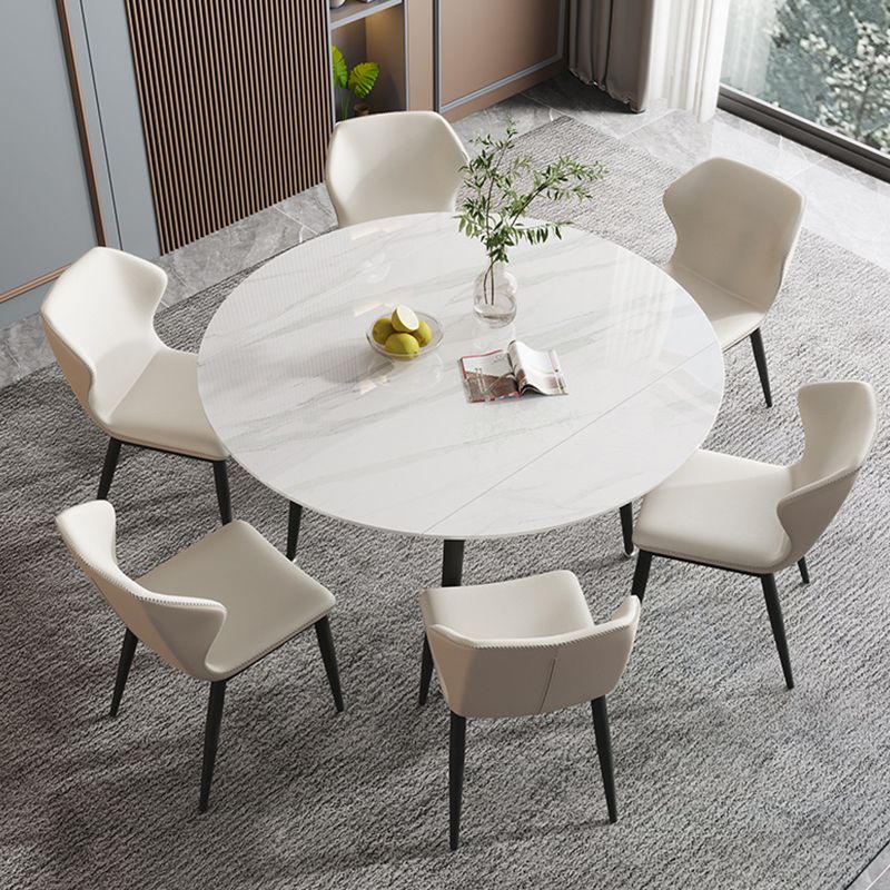 Modern Stone Dining Table with 4 Black Legs Table for Dining Room