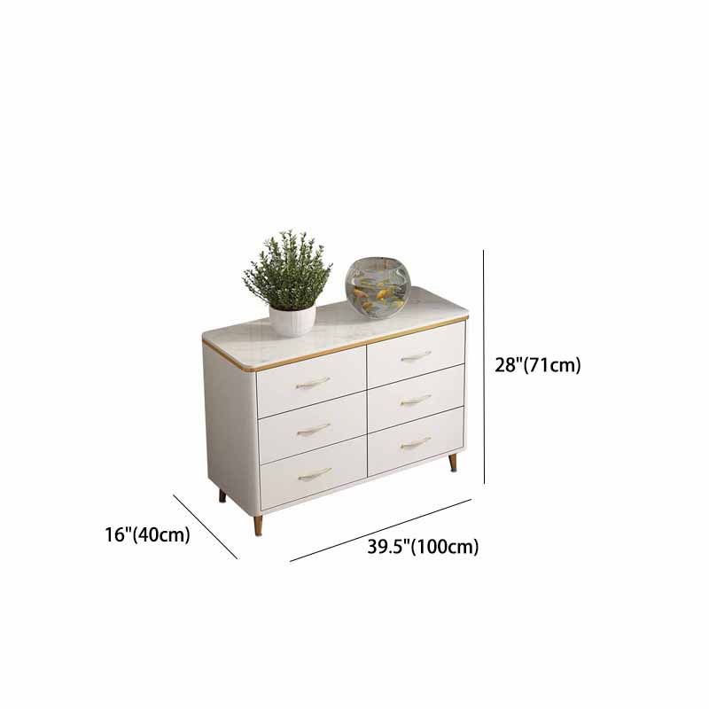 Classic Glam Stone Top Dresser White Storage Chest with Drawer for Bedroom