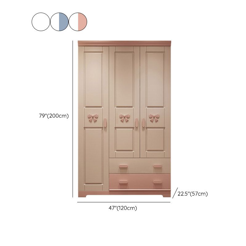 Rubberwood Bedroom Armoire with Shelves Modern Youth Armoire