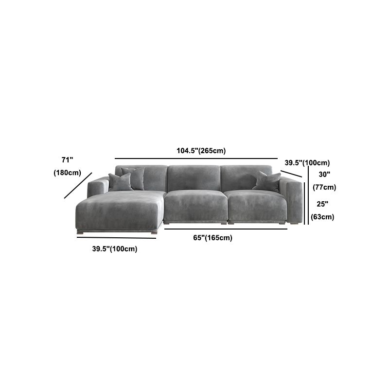 Nordic Style Sectional Cushioned Back Square Armrest Latex/down/sponge Grey Sofa