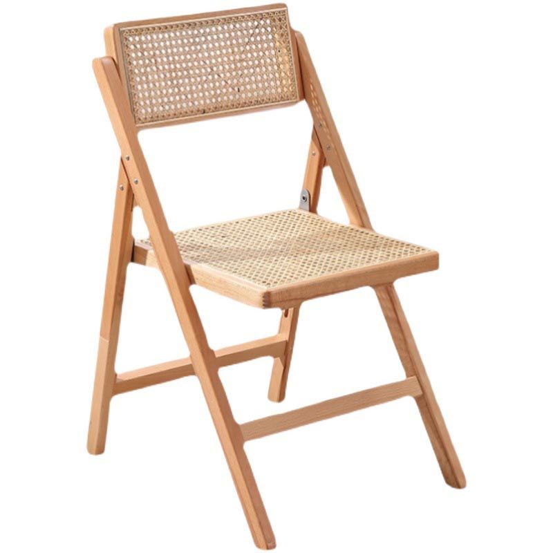 Traditional Folding Rattan Side Chair Wood Dining Side Chair