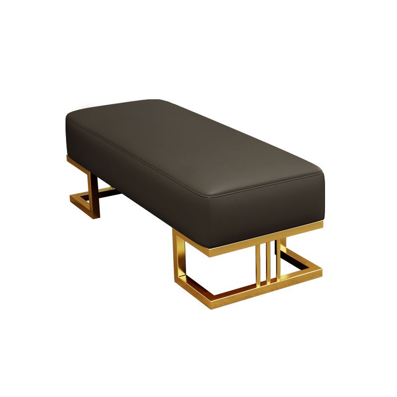 Glam Rectangle Bench with Legs Faux Leather Foam Bench for Home Office