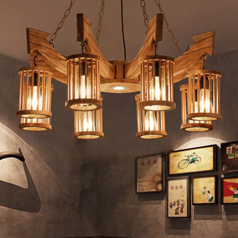 Arrow Shape Coffee Shop Chandelier Lighting Fixture Coastal Wood Hanging Ceiling Light