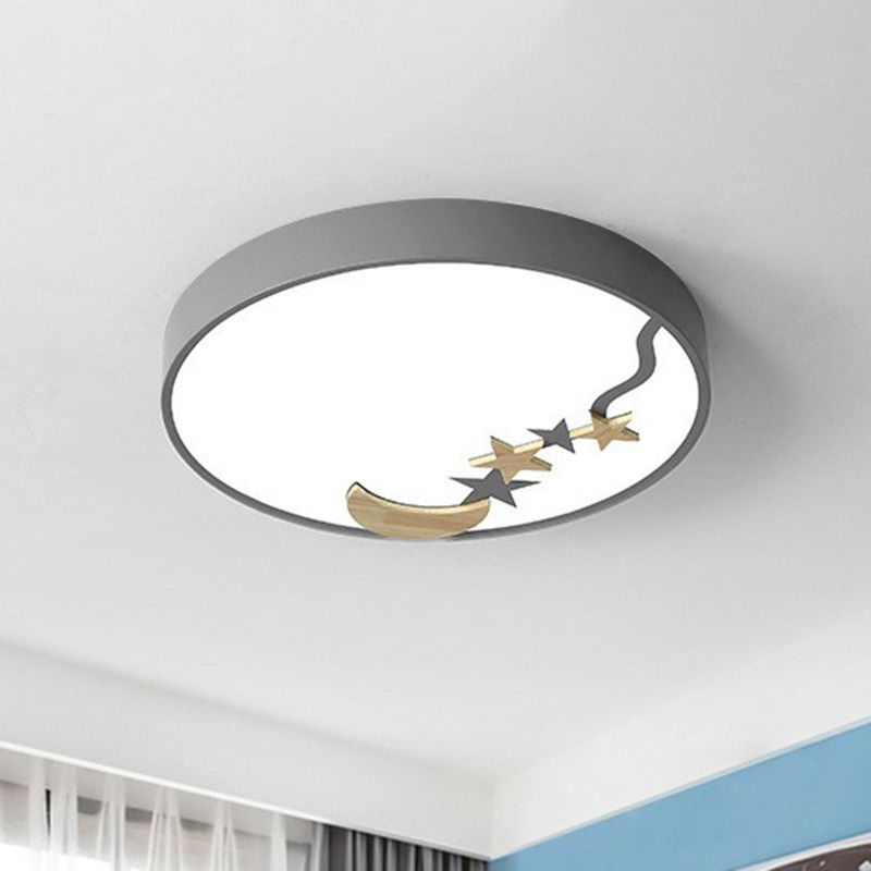 Circular Flush Ceiling Light Simplicity Acrylic LED Flush Mount Lighting Fixture with Decorative Star and Moon