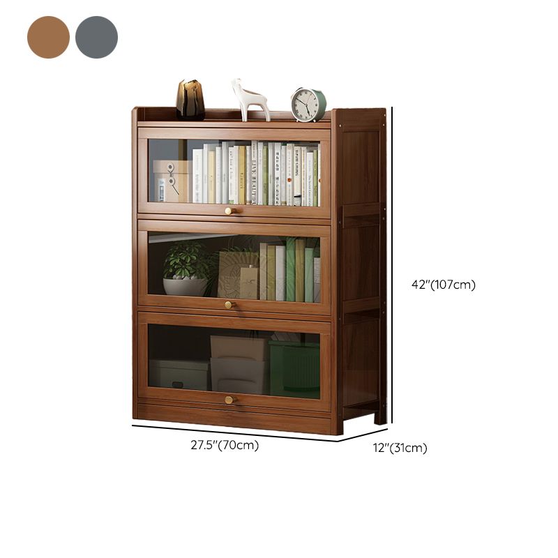 Contemporary Bamboo Bookcase Closed Back Bookshelf with Shelves for Study Room