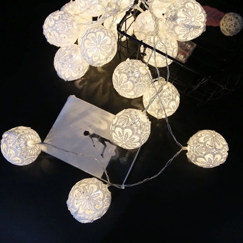 Global Lace LED String Lighting Contemporary 20-Light White Fairy Lamp String for Bedroom, 3M