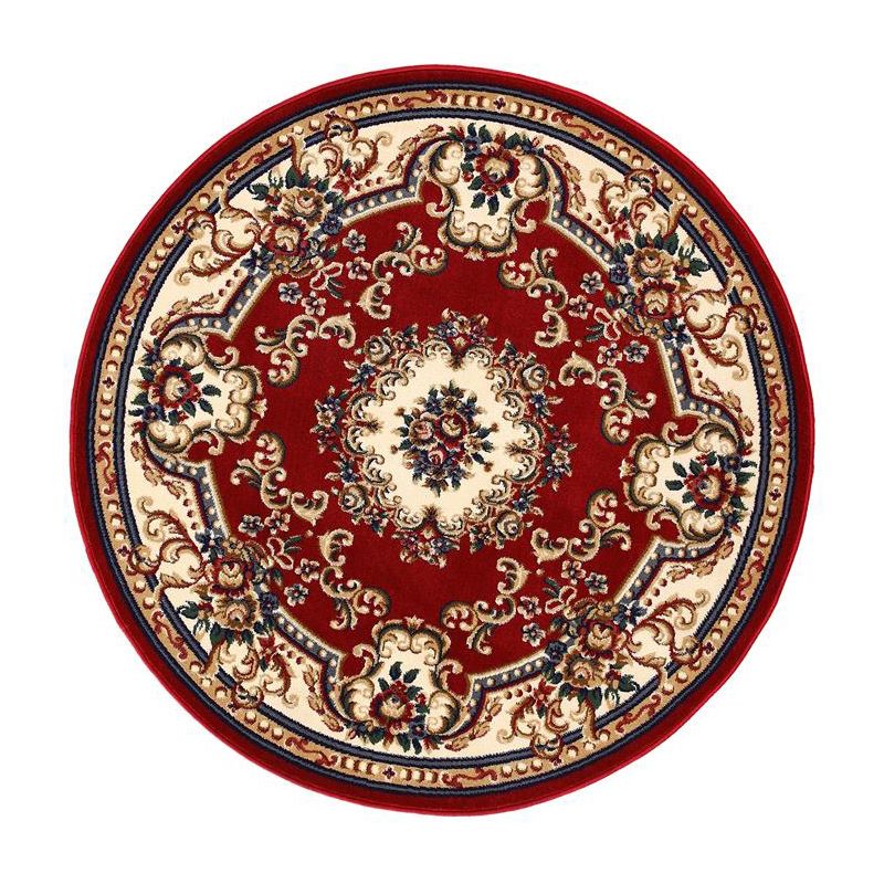 Round Floral Printed Rug Polyester Industrial Indoor Rug Stain Resistant Carpet for Adult's Bedroom