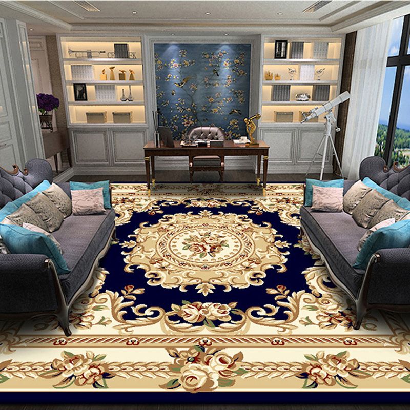 Retro Living Room Rug Multi Color Floral Indoor Rug Polypropylene Pet Friendly Washable Easy Care Carpet