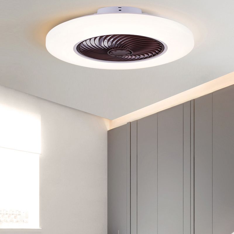 Luz de ventilador de techo LED blanco acrílico en montura de lavado de hierro de estilo conciso moderno para dormitorio